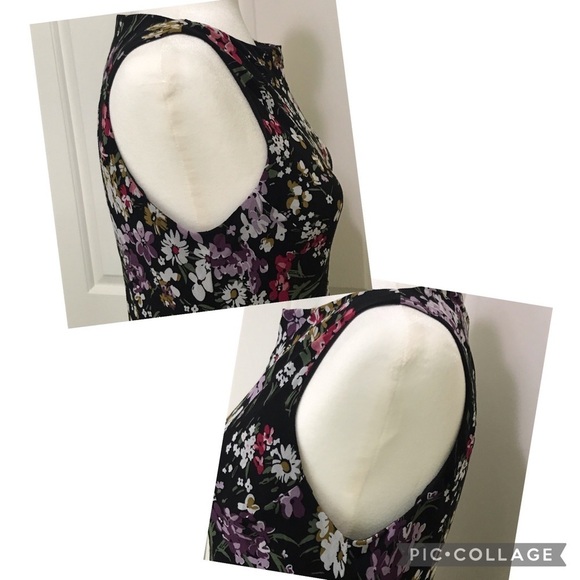 Chaps Ralph Lauren Black Floral Bateau Neck Mermaid Midi Dress 10 - Picture 10 of 15